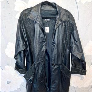 Comint 80s Trench Coat Faux Leather Black Small